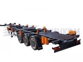 Трехосный контейнеровоз Тонар для внутрипортовой перевозки 1х20, 2х20, 1х40 футовых стандартных, 1х30 и 1х40 HQ контейнеров, TEBS-E