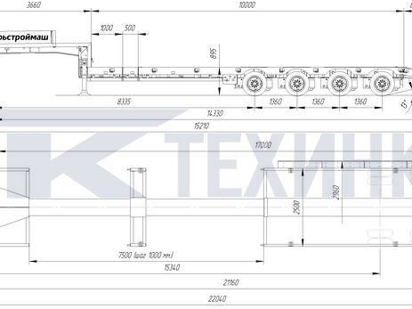 Полуприцеп-тяжеловоз с раздвижной платформой Модель 99394E-55